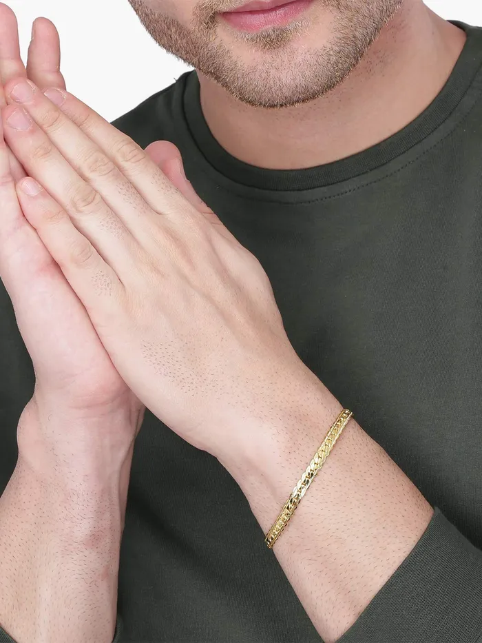 Yellow Chimes Anti Tarnish 2 yrs Color Warranty 316L Stainless Steel Gold Bracelet for Men Yellow Chimes Earrings
