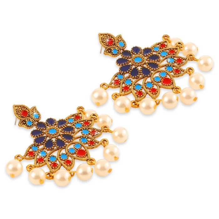 Yellow Chimes Beautifully Enamelled Stylish Gold Plated Meenakari Chandbali Earrings for Women and Girls Yellow Chimes Bracelets
