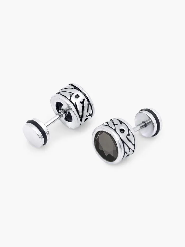 Yellow Chimes Black Crystal Sides Craft 316L Stainless Steel Earrings for Men and Women Yellow Chimes Earrings