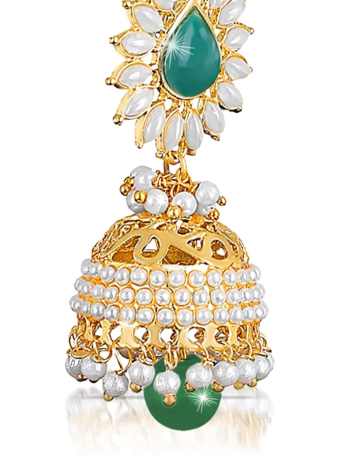 Yellow Chimes Bollywood Celebrity Party Wear Traditional Pearl Moti JhumkaJhumki Earrings for Women and Girls Green Yellow Chimes Earrings