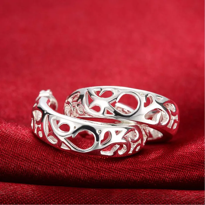 Yellow Chimes Bracelets Yellow Chimes Carved Designer Silver Hoops for Women Girls
