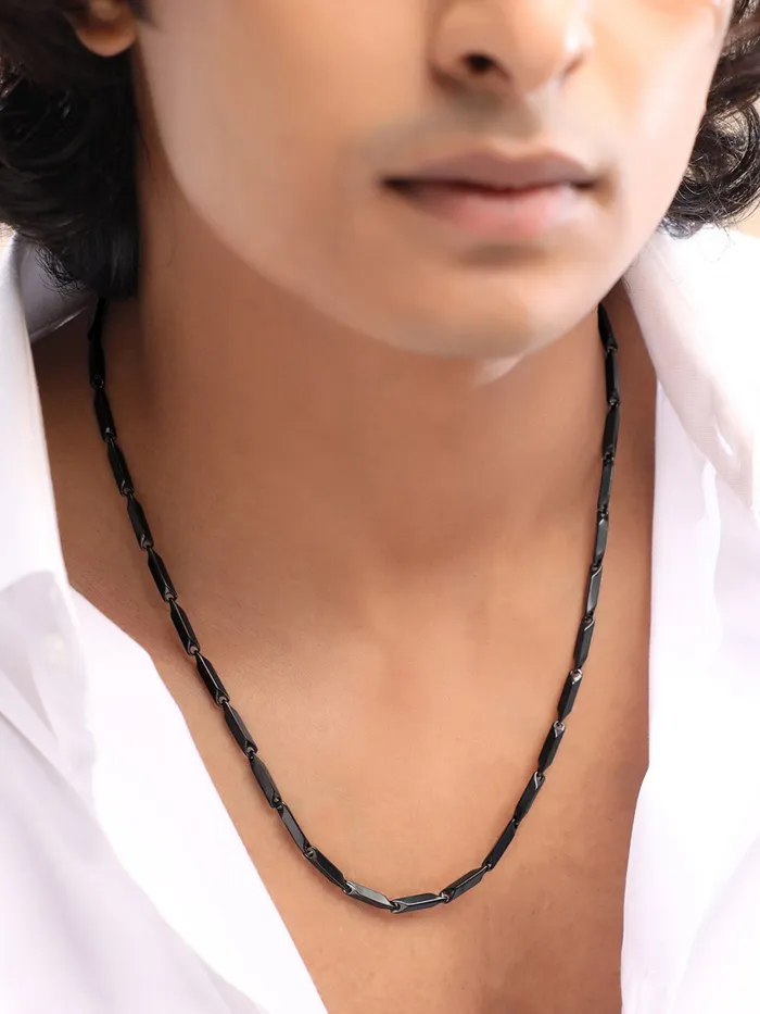 Yellow Chimes Bracelets Yellow Chimes Chain for Men and Boys Black Chain Men Rice Neck Chain for Men Stainless Steel Chains for Men Birthday Gift for Men Boys Anniversary Gift for Husband