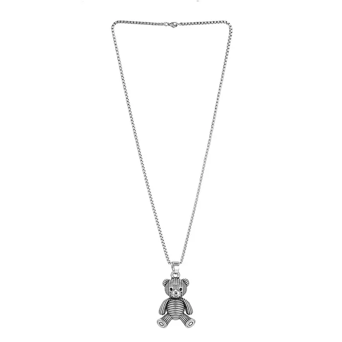 Yellow Chimes Bracelets Yellow Chimes Chain Pendant for Girls Silver Chain Pendant 2 Pcs Combo of Stainless Steel Teddy Bear and Robo Designed Chain Pendant for Women and Girls