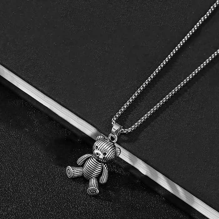 Yellow Chimes Bracelets Yellow Chimes Chain Pendant for Girls Silver Chain Pendant 2 Pcs Combo of Stainless Steel Teddy Bear and Robo Designed Chain Pendant for Women and Girls