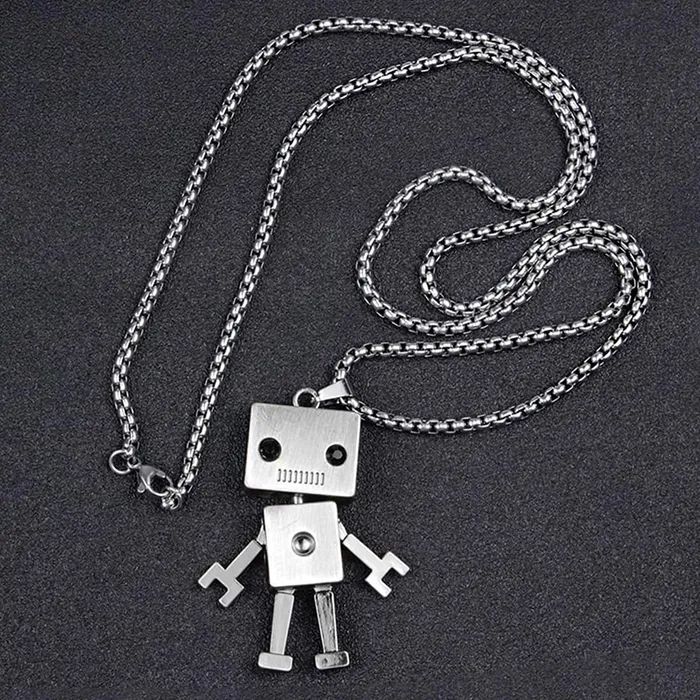 Yellow Chimes Bracelets Yellow Chimes Chain Pendant for Girls Silver Chain Pendant 2 Pcs Combo of Stainless Steel Teddy Bear and Robo Designed Chain Pendant for Women and Girls