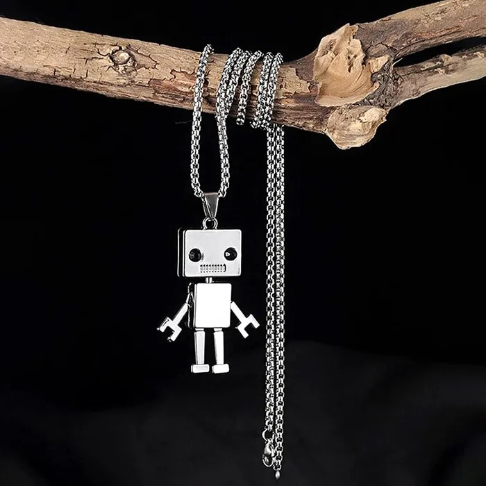 Yellow Chimes Bracelets Yellow Chimes Chain Pendant for Girls Silver Chain Pendant 2 Pcs Combo of Stainless Steel Teddy Bear and Robo Designed Chain Pendant for Women and Girls