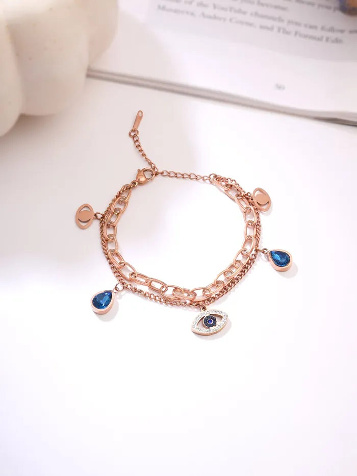 Yellow Chimes Bracelets Yellow Chimes Evil Eye Bracelet for Women Rose GoldPlated Crystal Studded Link Chain Charm Bracelet For Women and Girls Yellow Chimes Bracelets Yellow Chimes Evil Eye Bracelet for Women Rose GoldPlated Crystal Studded Link Chain Charm Bracelet For Women and Girls