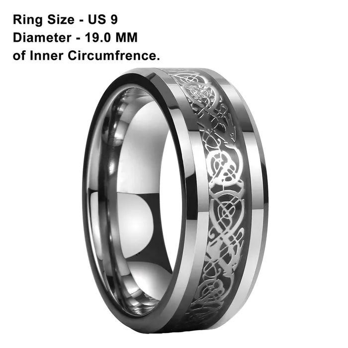 Yellow Chimes Bracelets Yellow Chimes Rings for Men Dragon Celtic Inlay Polish Finish Silver Base Titanium Steel Ring for Men and Boys