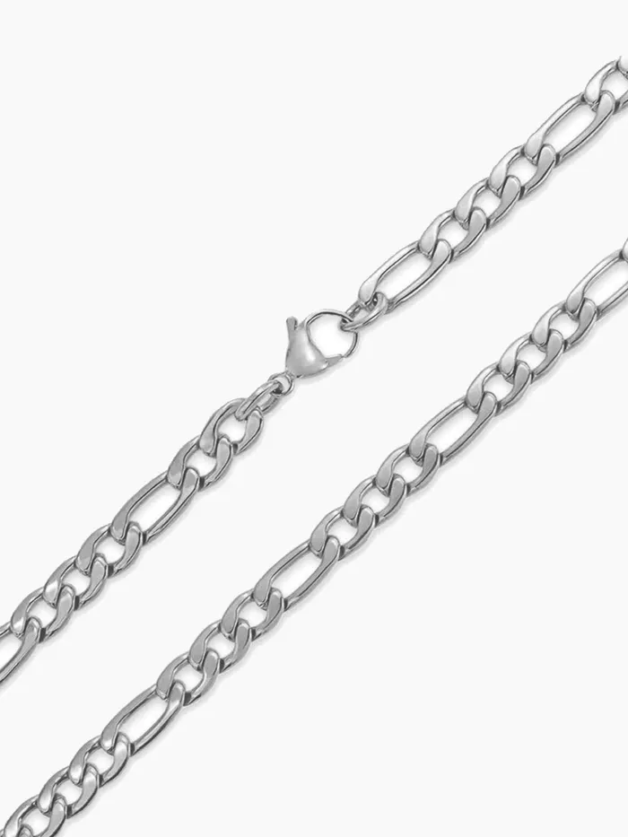 Yellow Chimes Chain for Men and Boys Silver Figaro Neck Chain for Men Stainless Steel Chains for Men Birthday Gift for Men and Boys Anniversary Gift for Husband Yellow Chimes Necklaces
