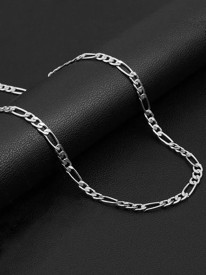 Yellow Chimes Chain for Men and Boys Silver Figaro Neck Chain for Men Stainless Steel Chains for Men Birthday Gift for Men and Boys Anniversary Gift for Husband Yellow Chimes Necklaces
