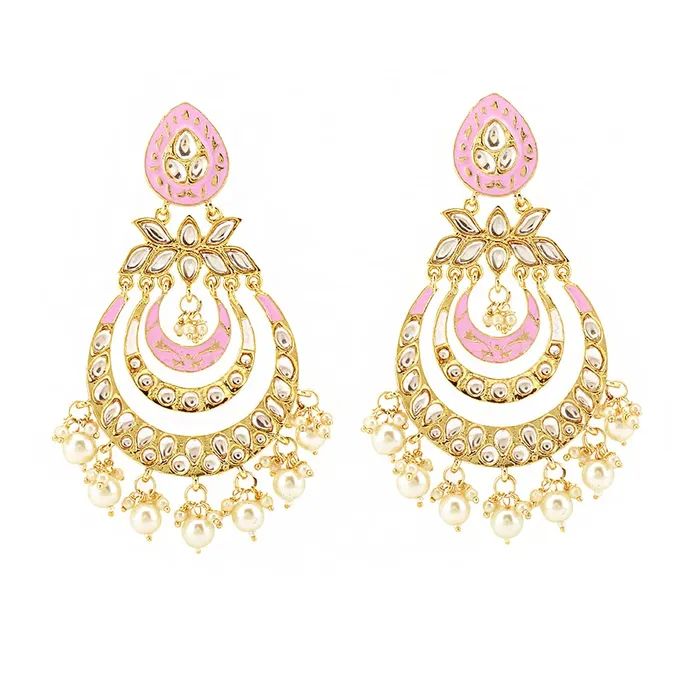 Yellow Chimes Chandbali Earrings for Women Ethnic Gold Plated Traditional Meenakari Floral Long Chand bali Earrings for Women and Girls Yellow Chimes Bracelets