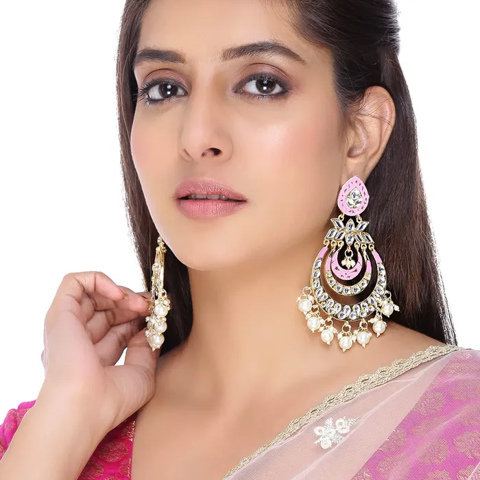 Yellow Chimes Chandbali Earrings for Women Ethnic Gold Plated Traditional Meenakari Floral Long Chand bali Earrings for Women and Girls Yellow Chimes Bracelets