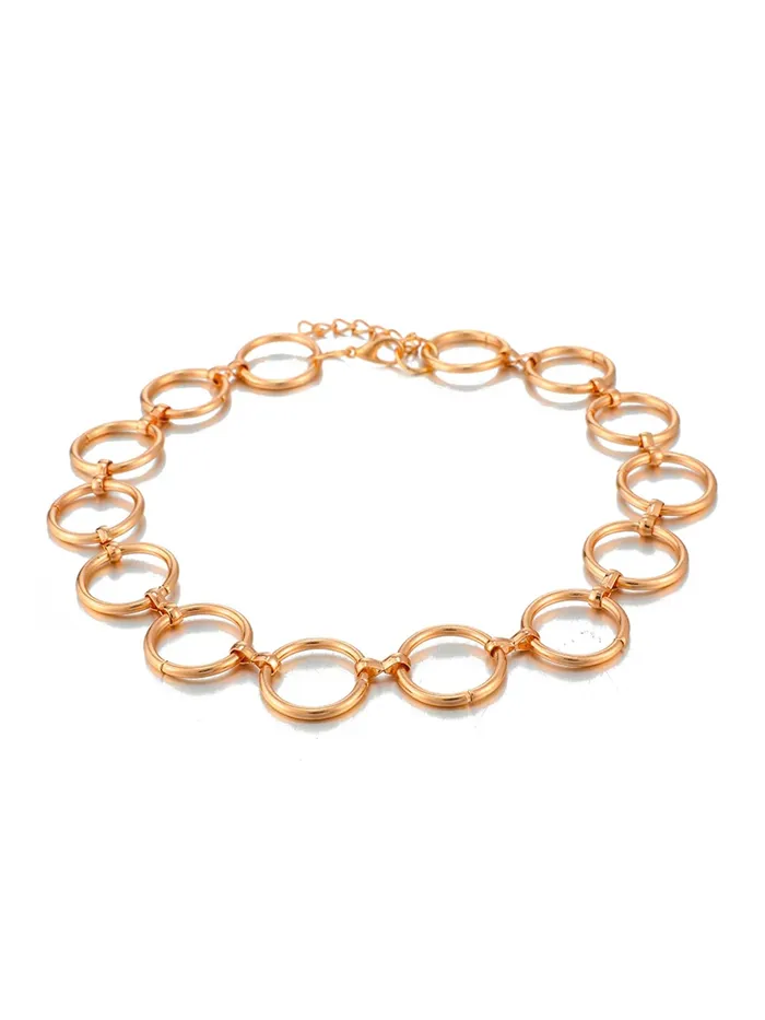 Yellow Chimes Choker Necklace Fashion Golden Chain with Geometric Circle For Birthday Anniversary Surprise Gift One Size Gold Bracelets