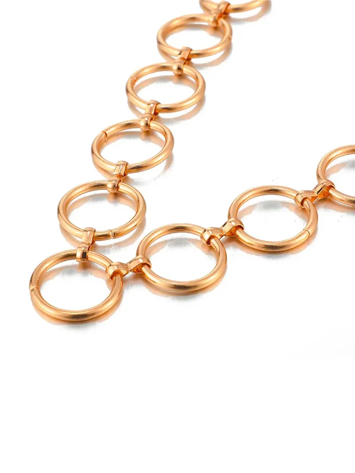 Yellow Chimes Choker Necklace Fashion Golden Chain with Geometric Circle For Birthday Anniversary Surprise Gift One Size Gold Bracelets