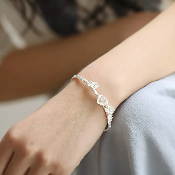 Yellow Chimes Classic Attractive Rose Flower Silver Plated Openable Cuff Bangle Bracelet Women and Girls Yellow Chimes Rings