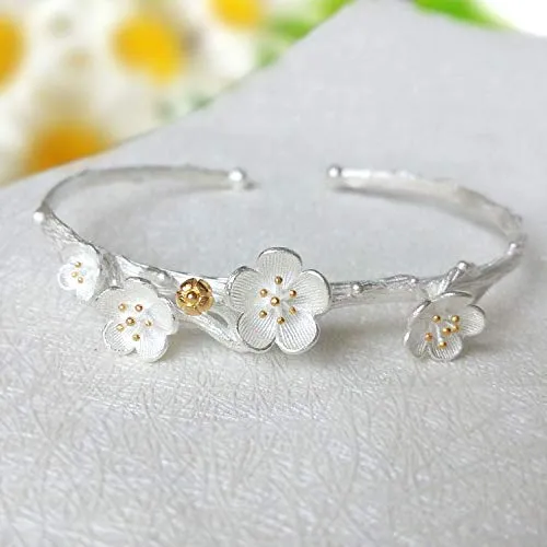 Yellow Chimes Classic Attractive Rose Flower Silver Plated Openable Cuff Bangle Bracelet Women and Girls Yellow Chimes Rings