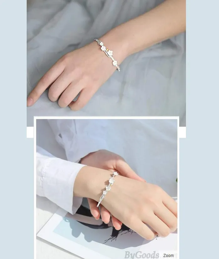 Yellow Chimes Classic Attractive Rose Flower Silver Plated Openable Cuff Bangle Bracelet Women and Girls Yellow Chimes Rings