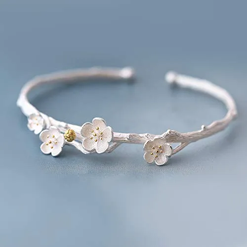Yellow Chimes Classic Attractive Rose Flower Silver Plated Openable Cuff Bangle Bracelet Women and Girls Yellow Chimes Rings