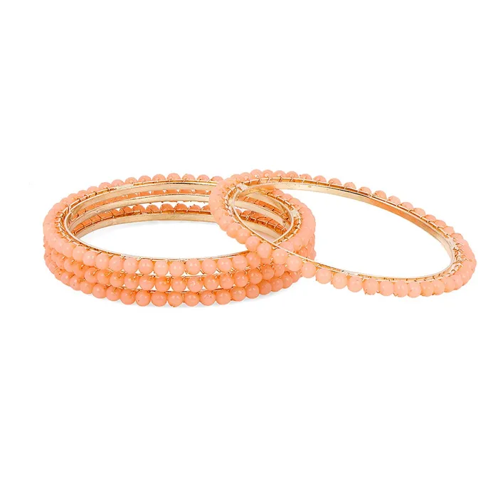 Yellow Chimes Classic Design Handcrafted Beads Studded Gold Plated 4 Pcs Peach Beaded Bangles Set For Women Girls 24 28 Yellow Chimes Bracelets Yellow Chimes Classic Design Handcrafted Beads Studded Gold Plated 4 Pcs Peach Beaded Bangles Set For Women Girls 24 28 Yellow Chimes Bracelets