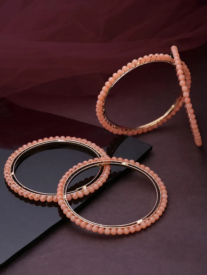 Yellow Chimes Classic Design Handcrafted Beads Studded Gold Plated 4 Pcs Peach Beaded Bangles Set For Women Girls 24 28 Yellow Chimes Bracelets