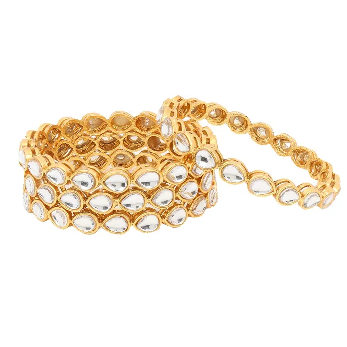 Yellow Chimes Classic Design White Kundan Studded 4 PCs Traditional Gold Plated Bangles Set for Women and Girls 28 Yellow Chimes Necklaces Yellow Chimes Classic Design White Kundan Studded 4 PCs Traditional Gold Plated Bangles Set for Women and Girls 28 Yellow Chimes Necklaces
