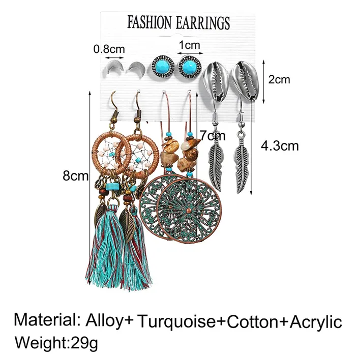 Yellow Chimes Combo Earrings for Women Fashion Collection Geometric Shape Set of 6 Pairs Stud Danglers Earrings Set for Women and Girls Yellow Chimes Earrings