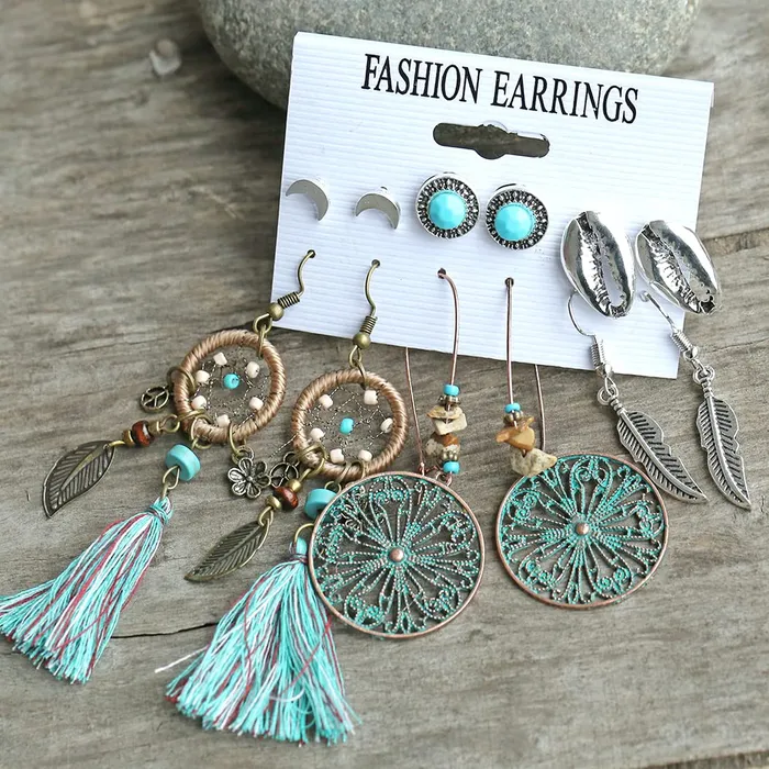 Yellow Chimes Combo Earrings for Women Fashion Collection Geometric Shape Set of 6 Pairs Stud Danglers Earrings Set for Women and Girls Yellow Chimes Earrings