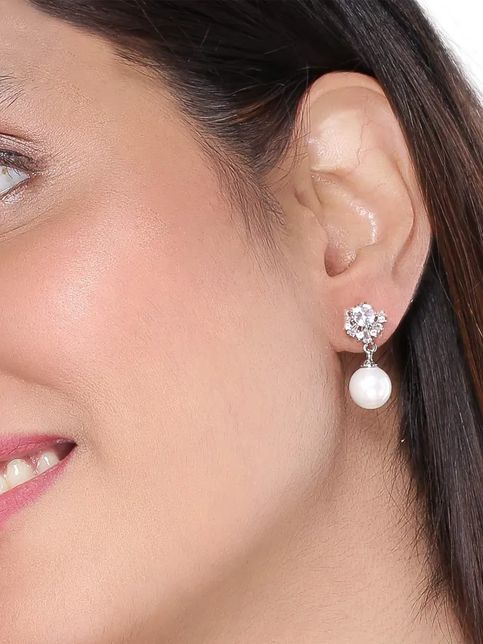 Yellow Chimes Combo of Two Pairs Designer Crystal Flower Pearl Butterfly Drop Earrings for Women and Girls Yellow Chimes Earrings