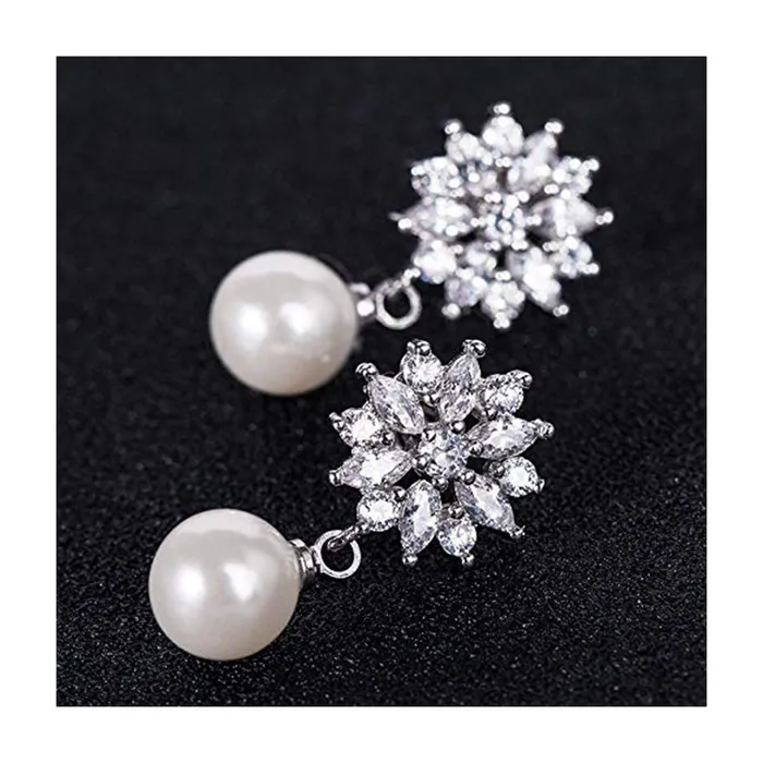 Yellow Chimes Combo of Two Pairs Designer Crystal Flower Pearl Butterfly Drop Earrings for Women and Girls Yellow Chimes Earrings