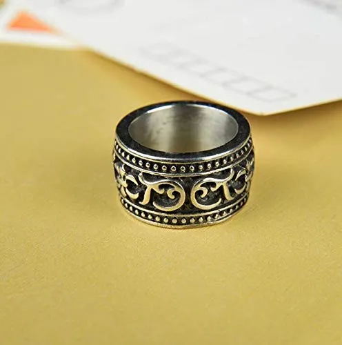 Yellow Chimes Creative Designer Crafted Heavy Band Silver Oxidized FingerThumb Stainless Steel Ring for Men and Boys Yellow Chimes Earrings