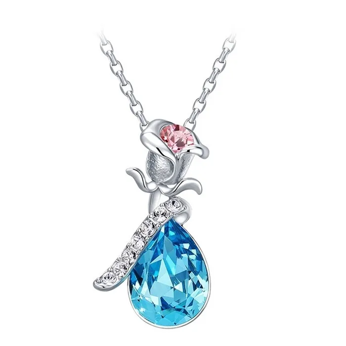 Yellow Chimes Crystals from Swarovski Silver Blue Flower Designer Crystal Pendant for Women and Girls Yellow Chimes Earrings Yellow Chimes Crystals from Swarovski Silver Blue Flower Designer Crystal Pendant for Women and Girls Yellow Chimes Earrings