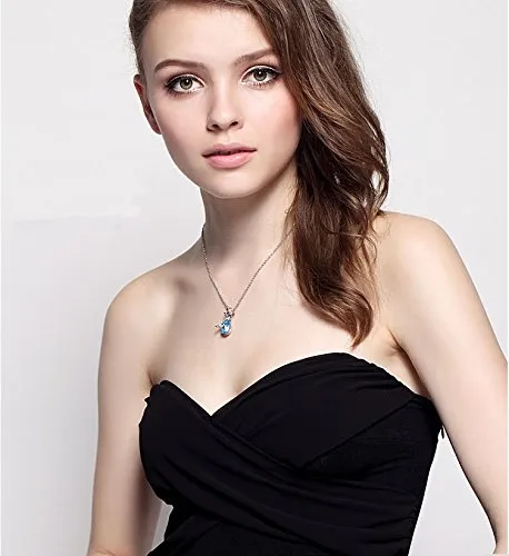 Yellow Chimes Crystals from Swarovski Silver Blue Flower Designer Crystal Pendant for Women and Girls Yellow Chimes Earrings