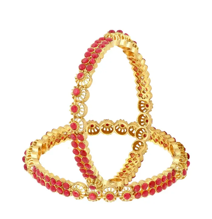 Yellow Chimes Designer Ruby Stones 2 PC Bangle Set Traditional Gold Plated Bangles for Women and Girls 26 Yellow Chimes Rings Yellow Chimes Designer Ruby Stones 2 PC Bangle Set Traditional Gold Plated Bangles for Women and Girls 26 Yellow Chimes Rings