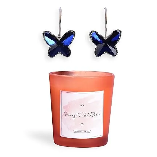 Yellow Chimes Earrings Combo Butterfly Earrings Fairy Tale Rose Candle Elegant Gift Set Multicolor 60 gm Yellow Chimes Earrings Combo Butterfly Earrings Fairy Tale Rose Candle Elegant Gift Set Multicolor 60 gm