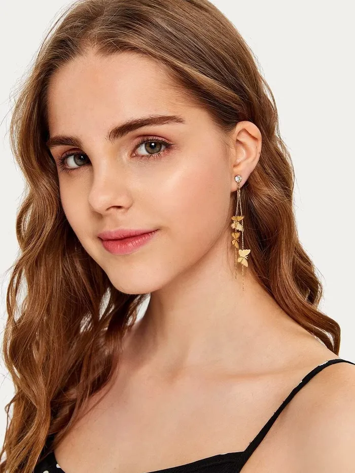 Yellow Chimes Earrings for Women and Girls Crystal Dangler Gold Toned Butterfly Drop Designed Long Danglers Earrings Birthday Gift for girls and women Anniversary Gift for Wife Yellow Chimes Necklaces