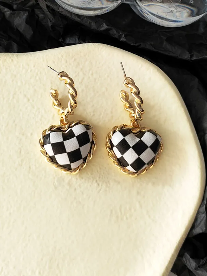 Yellow Chimes Earrings for Women and Girls Drop Earrings for Girls Gold Toned Black White Heart Designed Drop Earrings Birthday Gift for girls and women Anniversary Gift for Wife Yellow Chimes Earrings