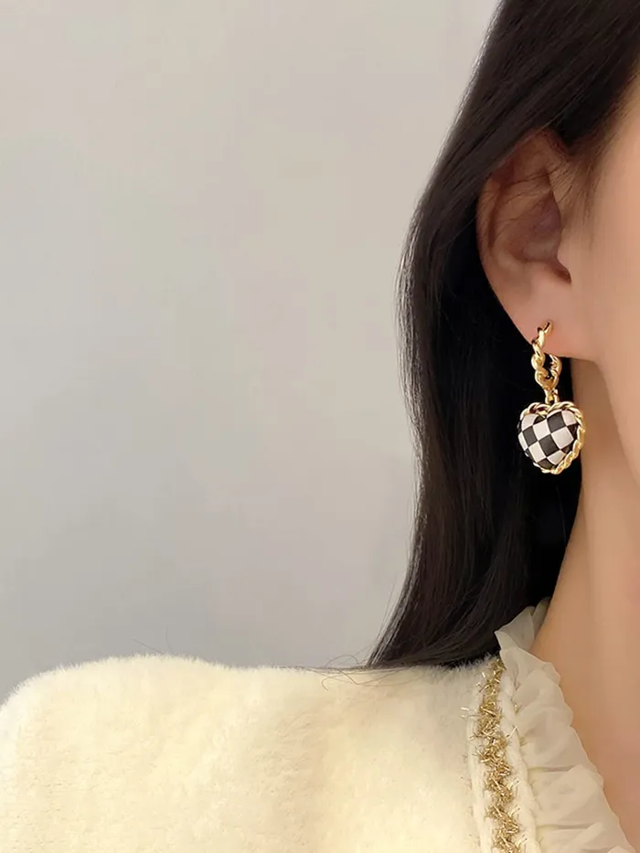 Yellow Chimes Earrings for Women and Girls Drop Earrings for Girls Gold Toned Black White Heart Designed Drop Earrings Birthday Gift for girls and women Anniversary Gift for Wife Yellow Chimes Earrings