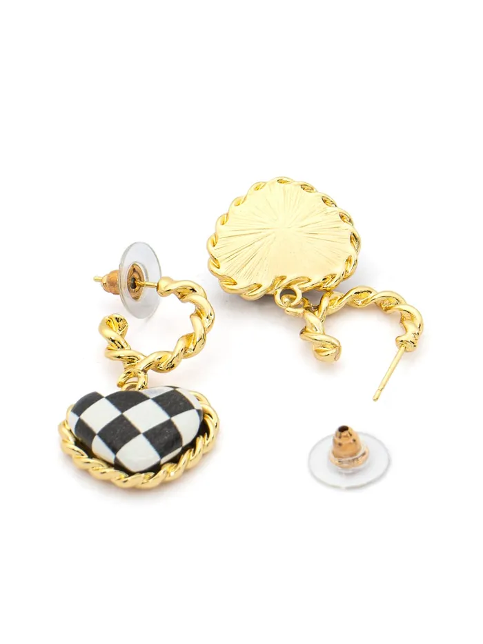 Yellow Chimes Earrings for Women and Girls Drop Earrings for Girls Gold Toned Black White Heart Designed Drop Earrings Birthday Gift for girls and women Anniversary Gift for Wife Yellow Chimes Earrings