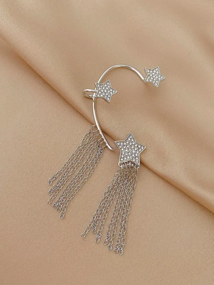Yellow Chimes Earrings for Women and Girls Fashion Silver Ear Cuff Silver Tone Ear Cuff Cartilage Star Tassel Dangle Earrings Birthday Gift for Girls and Women Anniversary Gift for Wife Yellow Chimes Earrings