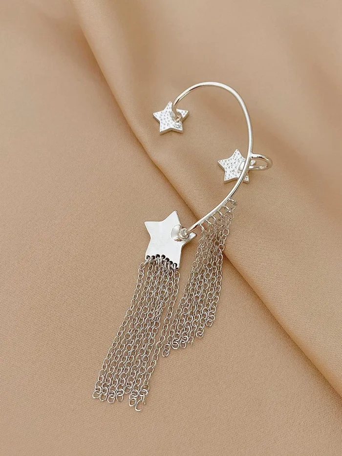 Yellow Chimes Earrings for Women and Girls Fashion Silver Ear Cuff Silver Tone Ear Cuff Cartilage Star Tassel Dangle Earrings Birthday Gift for Girls and Women Anniversary Gift for Wife Yellow Chimes Earrings
