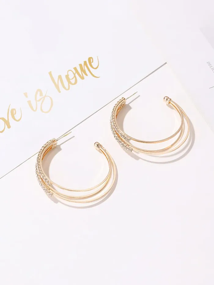 Yellow Chimes Earrings for Women and Girls Hoop Earrings for Girls Rose Gold Toned Crystal Studded Hoop Earrings Birthday Gift for girls and women Anniversary Gift for Wife Yellow Chimes Earrings