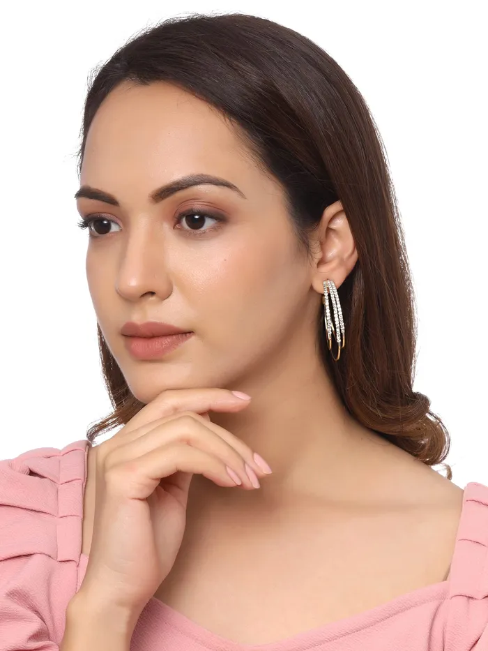 Yellow Chimes Earrings for Women and Girls Hoop Earrings for Girls Rose Gold Toned Crystal Studded Hoop Earrings Birthday Gift for girls and women Anniversary Gift for Wife Yellow Chimes Earrings
