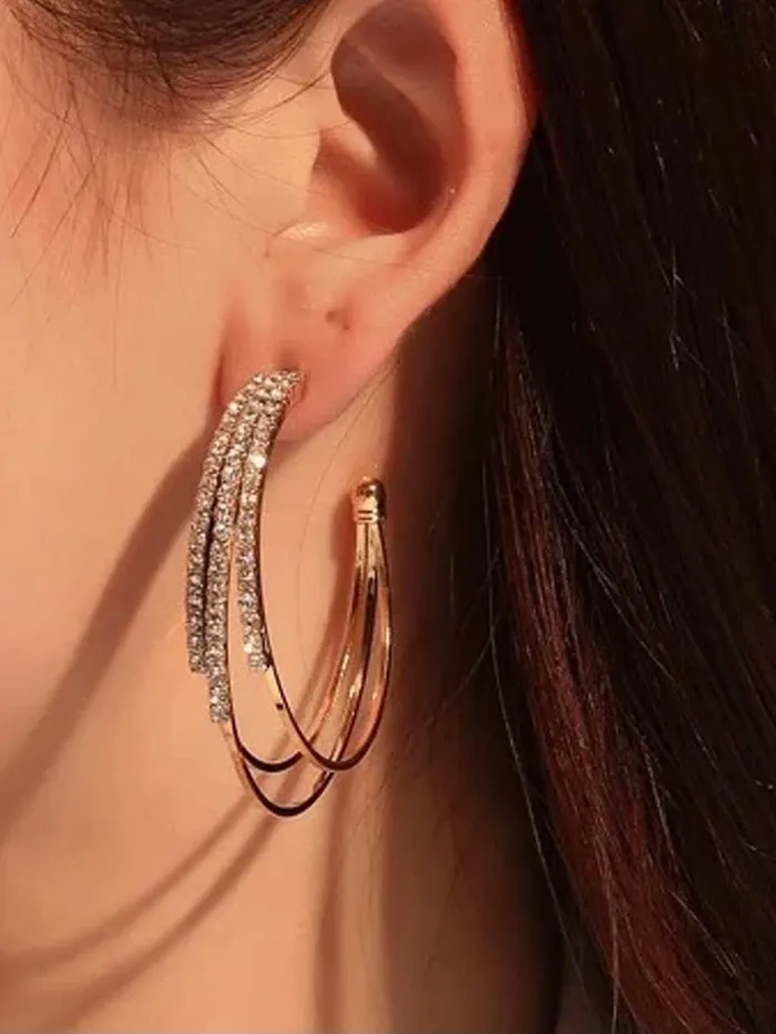 Yellow Chimes Earrings for Women and Girls Hoop Earrings for Girls Rose Gold Toned Crystal Studded Hoop Earrings Birthday Gift for girls and women Anniversary Gift for Wife Yellow Chimes Earrings