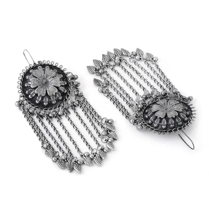 Yellow Chimes Earrings for Women and Girls Silver Oxidised DanglerSilver Oxidised Floral Designed Dangler EarringsBirthday Gift For girls and women Anniversary Gift for Wife Yellow Chimes Earrings