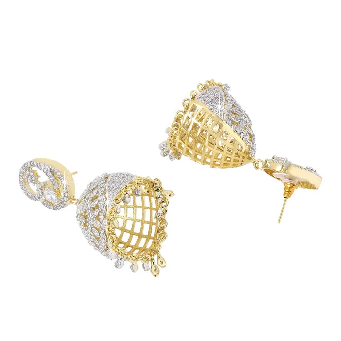 Yellow Chimes Earrings for Women Classic ADAmerican Diamond Studded Gold Plated Hand Crafted JhumkaJhumki Earrings for Women Girls Yellow Chimes Necklaces