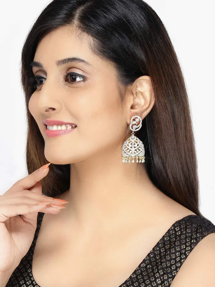 Yellow Chimes Earrings for Women Classic ADAmerican Diamond Studded Gold Plated Hand Crafted JhumkaJhumki Earrings for Women Girls Yellow Chimes Necklaces