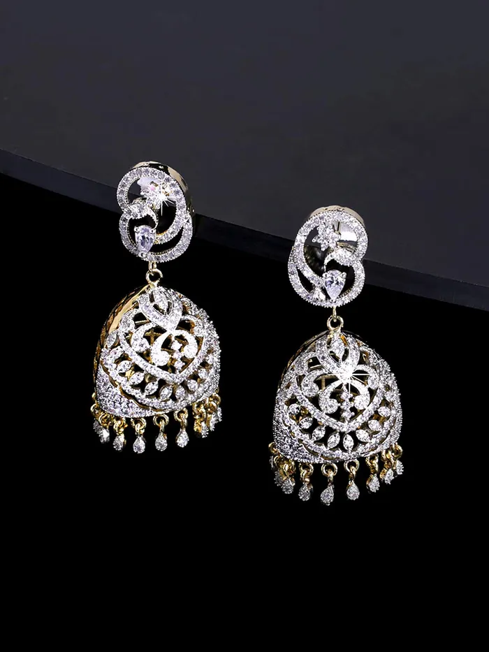 Yellow Chimes Earrings for Women Classic ADAmerican Diamond Studded Gold Plated Hand Crafted JhumkaJhumki Earrings for Women Girls Yellow Chimes Necklaces