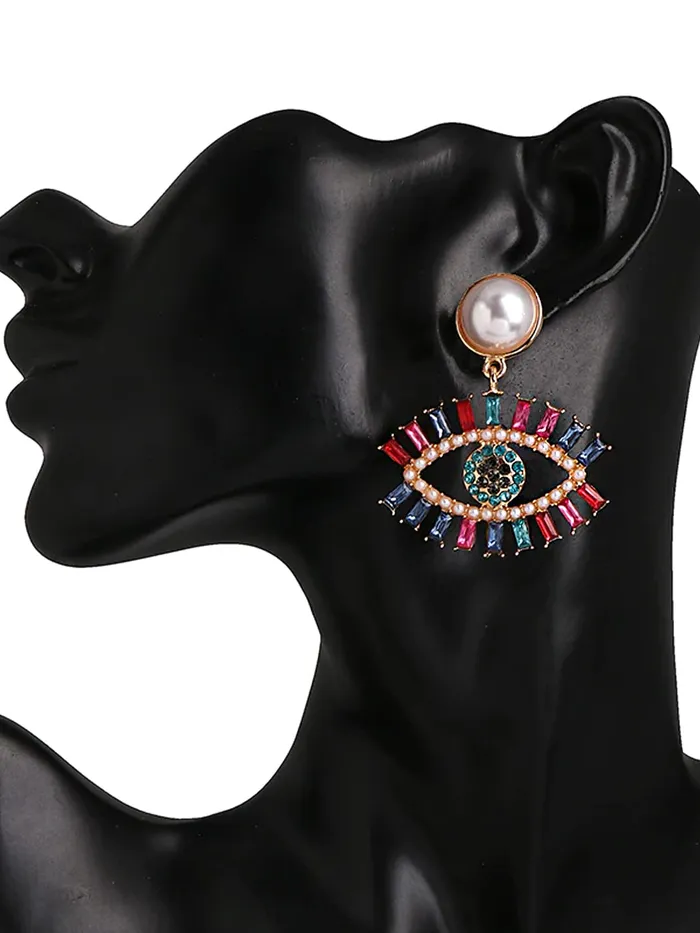 Yellow Chimes Earrings For Women Crystal Studded Evil Eye Stud Drop Earrings For Women and Girls Yellow Chimes Necklaces