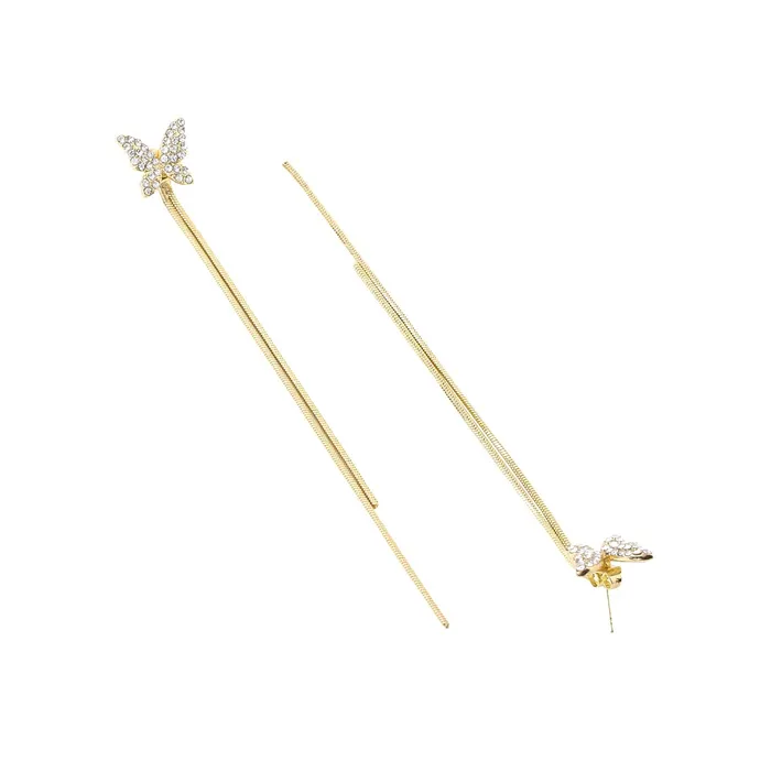 Yellow Chimes Earrings For Women Gold Tone Butterfly Shape Long Chain Twisted Tassel Earrings For Women and Girls Yellow Chimes Bracelets