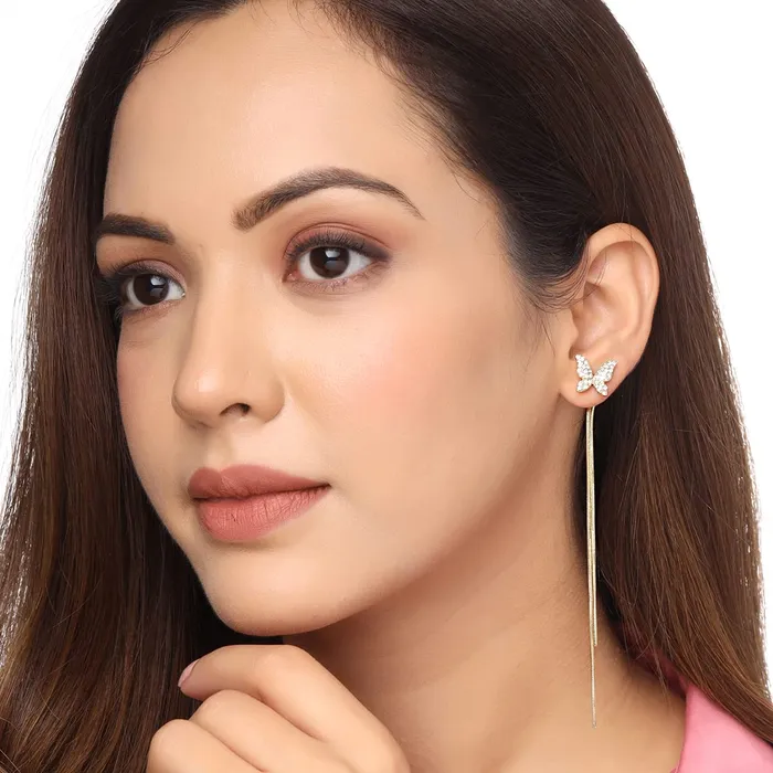 Yellow Chimes Earrings For Women Gold Tone Butterfly Shape Long Chain Twisted Tassel Earrings For Women and Girls Yellow Chimes Bracelets
